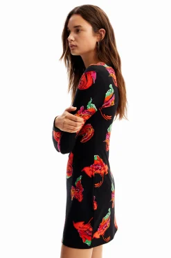 Vestidos Y Monos-Desigual Vestido mini canalé flores