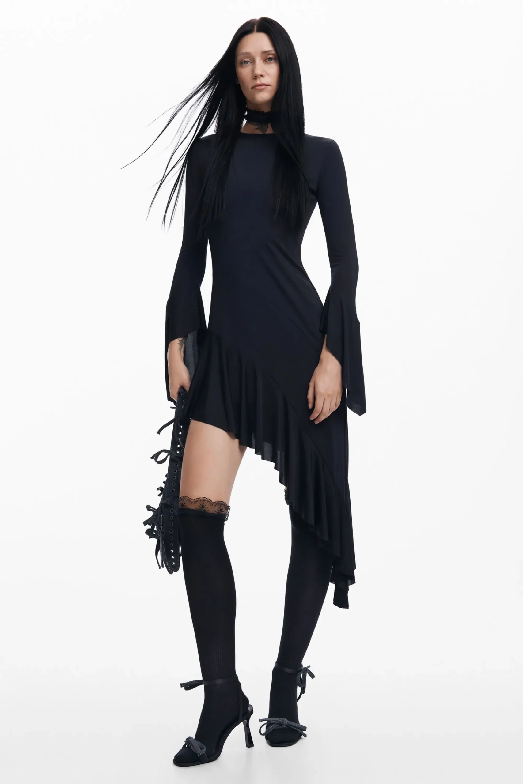 Vestidos Y Monos-Desigual Vestido negro asimétrico María Escoté