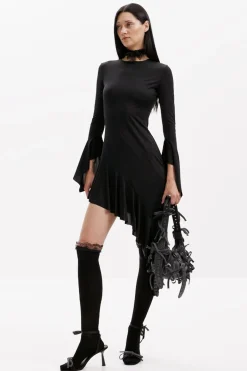 Vestidos Y Monos-Desigual Vestido negro asimétrico María Escoté