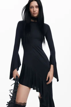 Vestidos Y Monos-Desigual Vestido negro asimétrico María Escoté