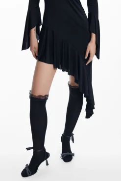 Vestidos Y Monos-Desigual Vestido negro asimétrico María Escoté