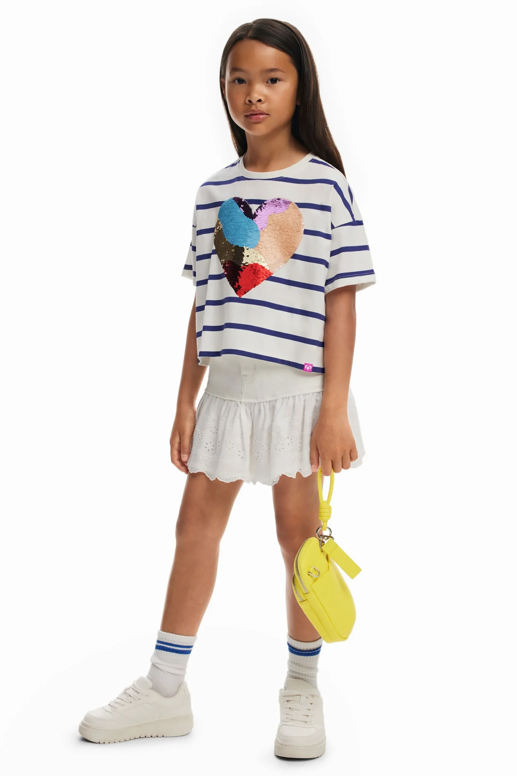 Camisetas Y Camisas-Desigual Vestido rayas corazón