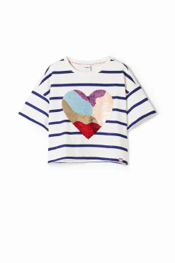 Camisetas Y Camisas-Desigual Vestido rayas corazón