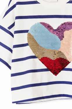 Camisetas Y Camisas-Desigual Vestido rayas corazón