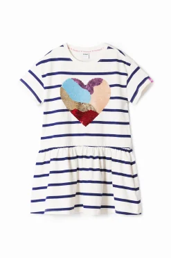Vestidos-Desigual Vestido rayas corazón