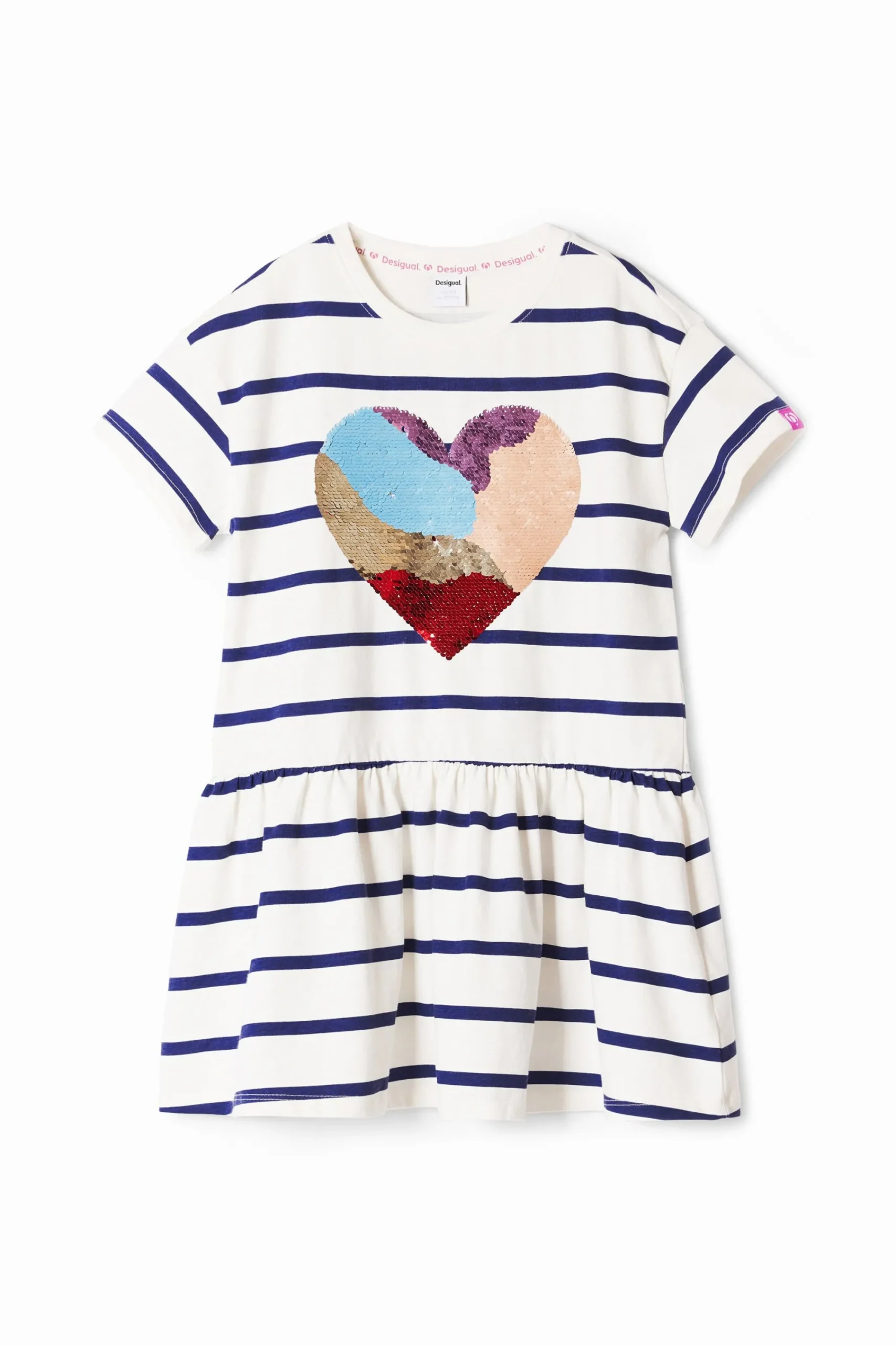 Vestidos-Desigual Vestido rayas corazón