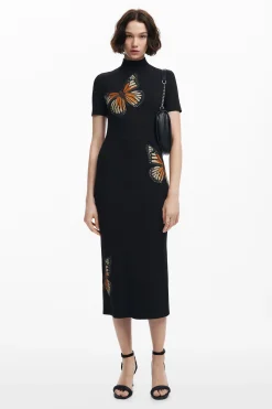Vestidos Y Monos-Desigual Vestido slim midi mariposas