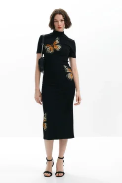 Vestidos Y Monos-Desigual Vestido slim midi mariposas