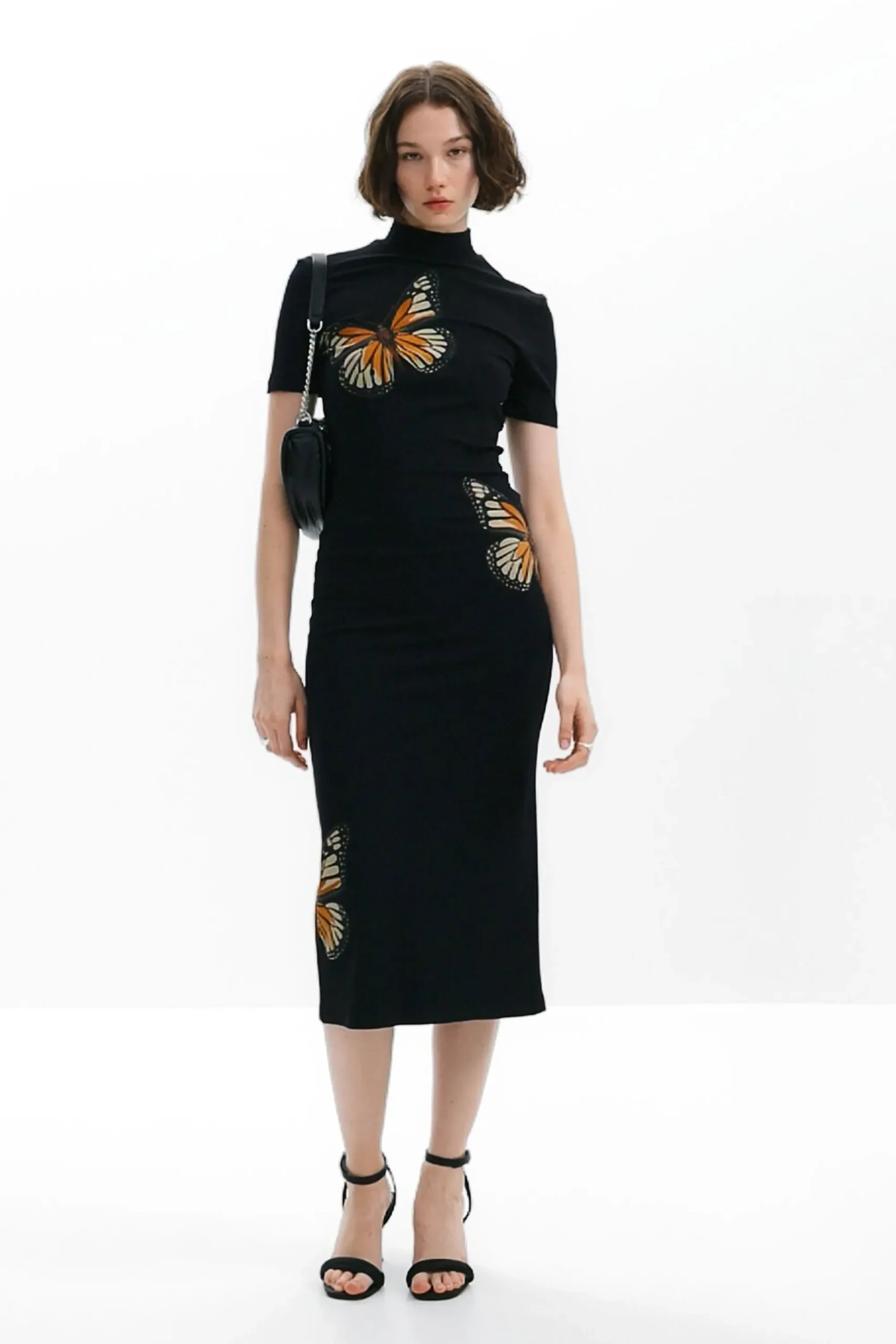 Vestidos Y Monos-Desigual Vestido slim midi mariposas