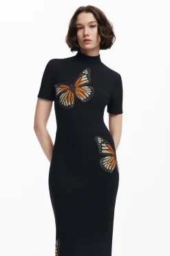 Vestidos Y Monos-Desigual Vestido slim midi mariposas