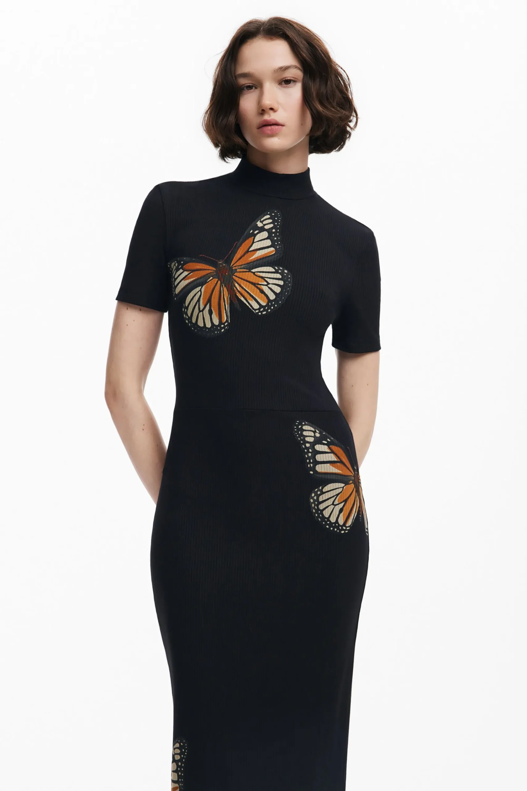 Vestidos Y Monos-Desigual Vestido slim midi mariposas