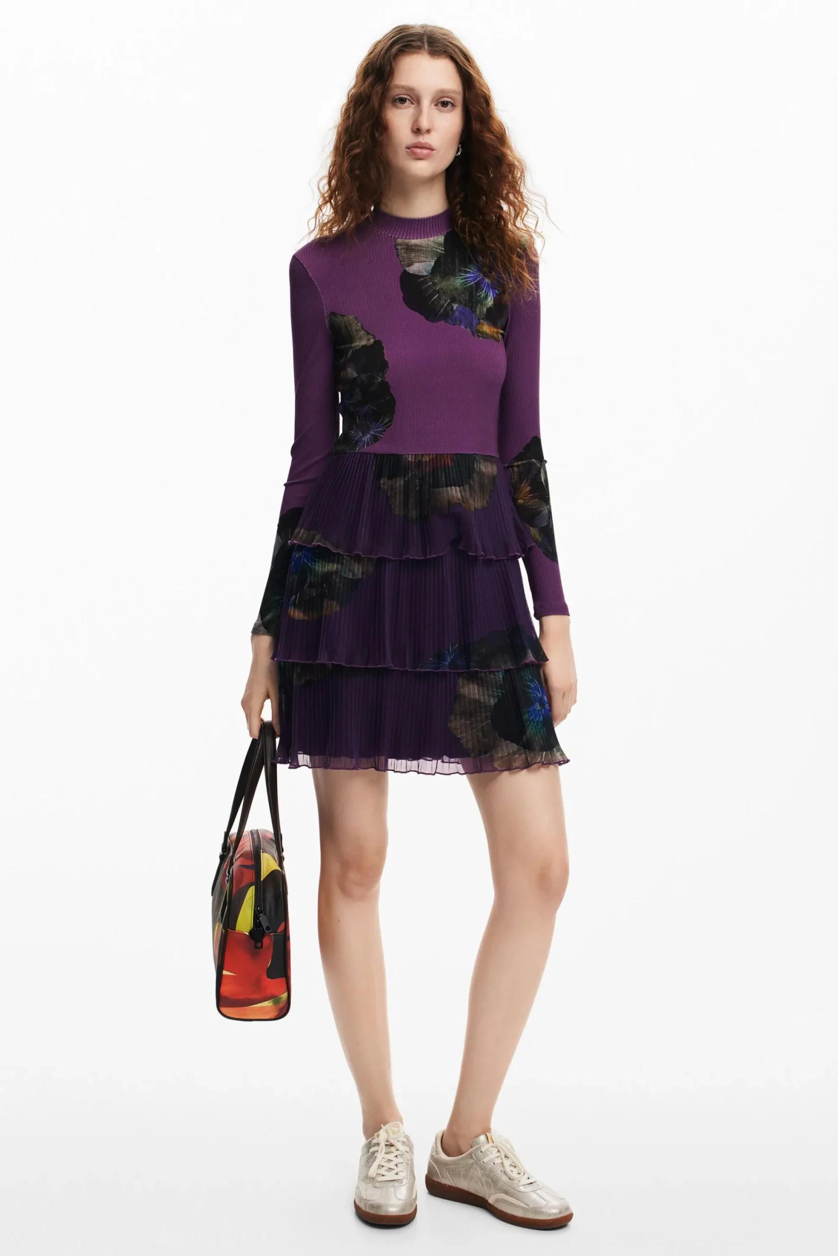 Vestidos Y Monos-Desigual Vestido volantes flores