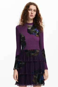Vestidos Y Monos-Desigual Vestido volantes flores