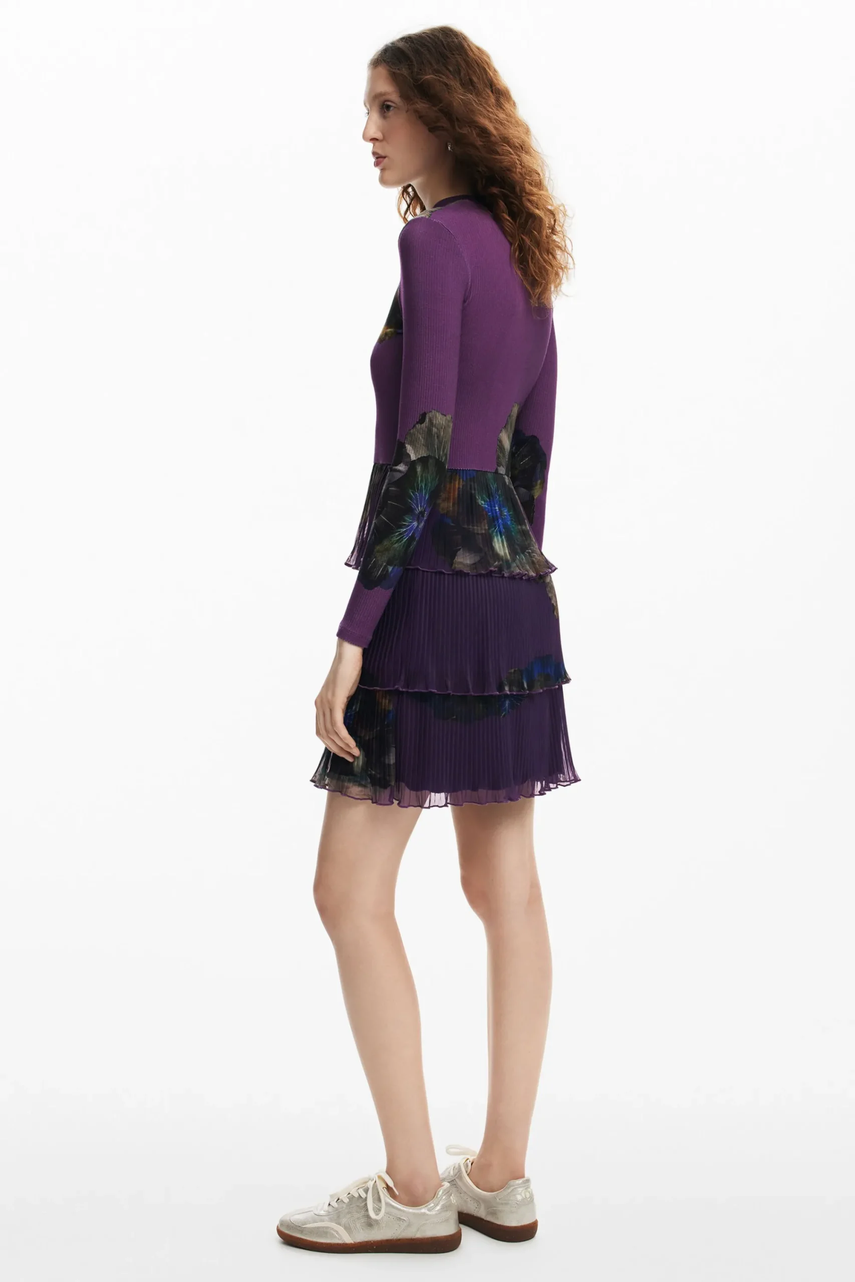 Vestidos Y Monos-Desigual Vestido volantes flores